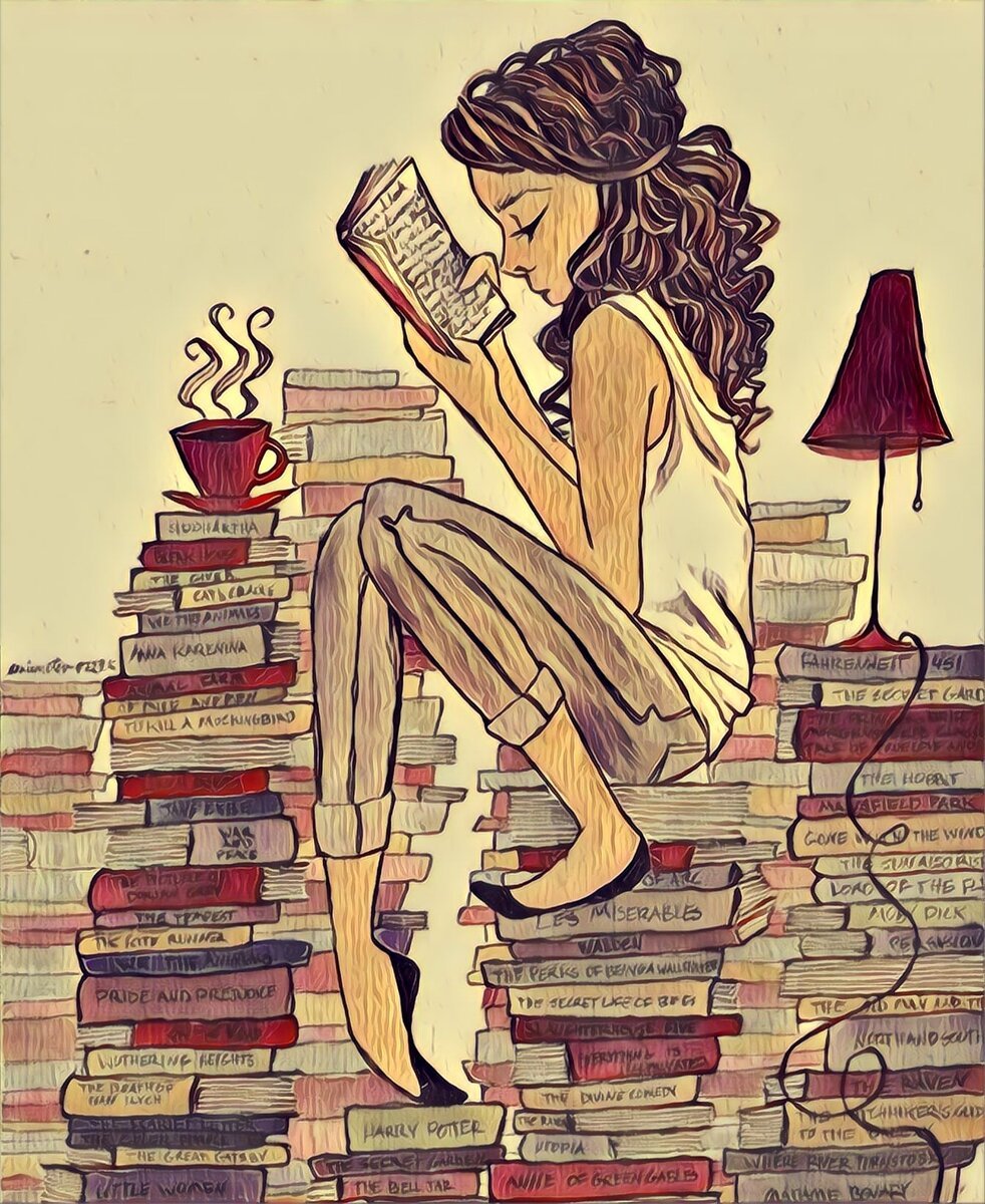 Девочка читает книгу