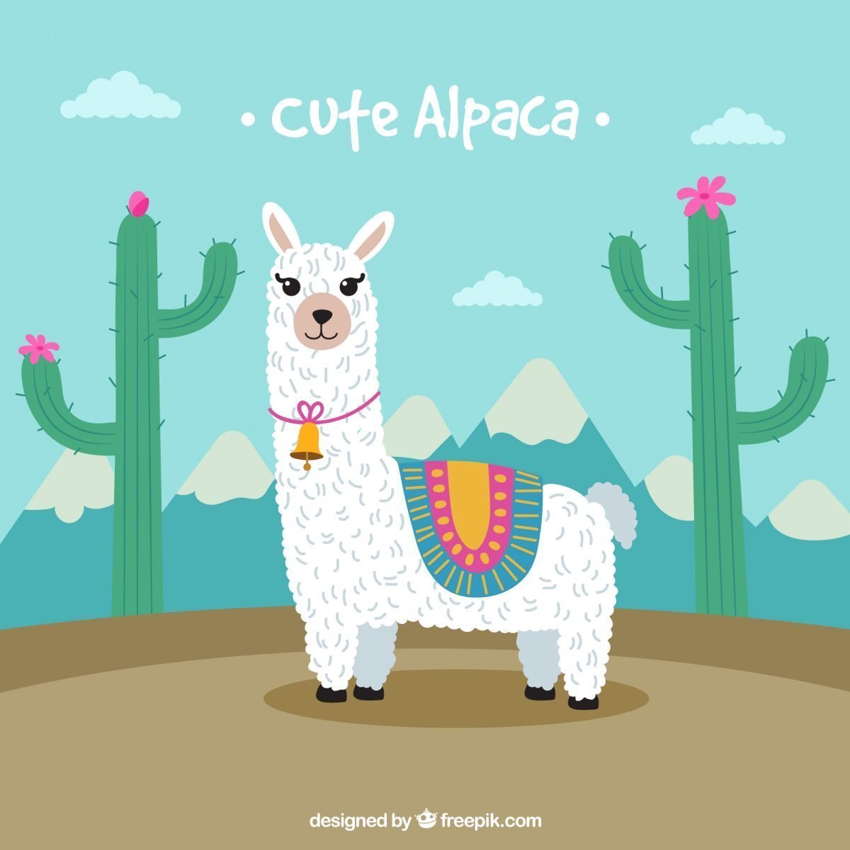 Лама акварель