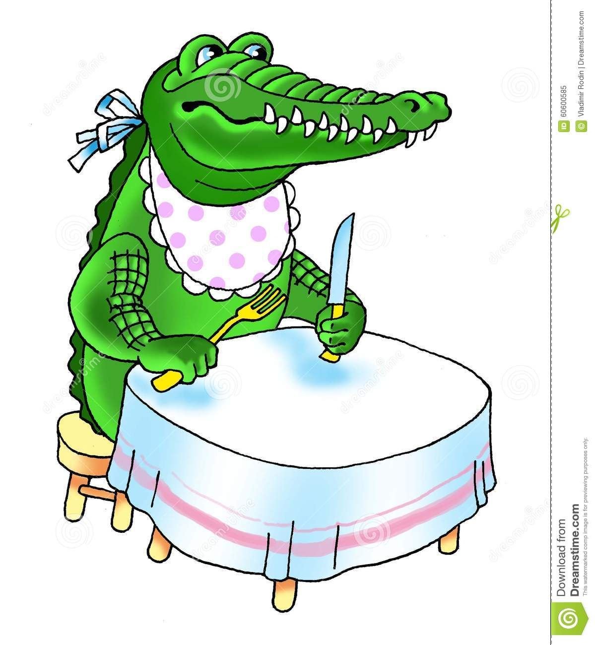 Крокодил за столом
