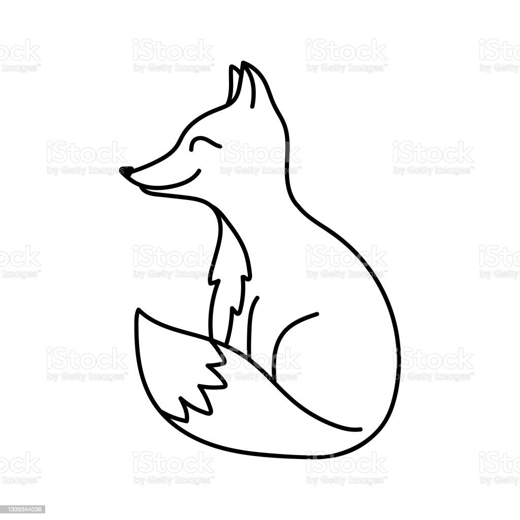 Лиса сидит контур