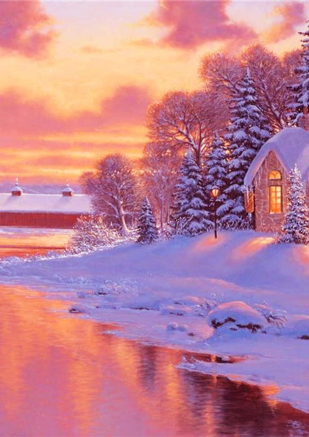 Зимний новогодний пейзаж