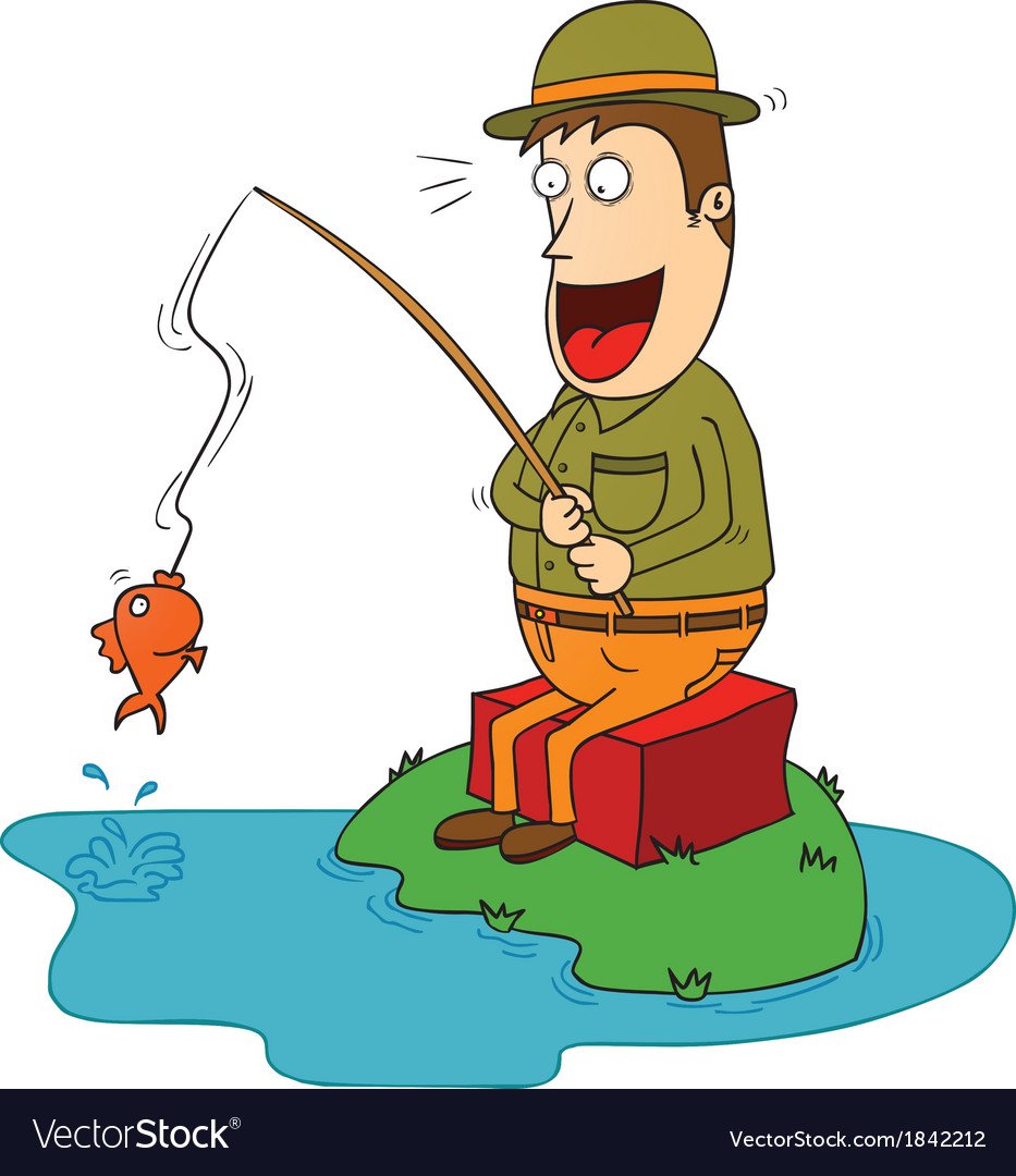 Рыбак на беру мультяшный