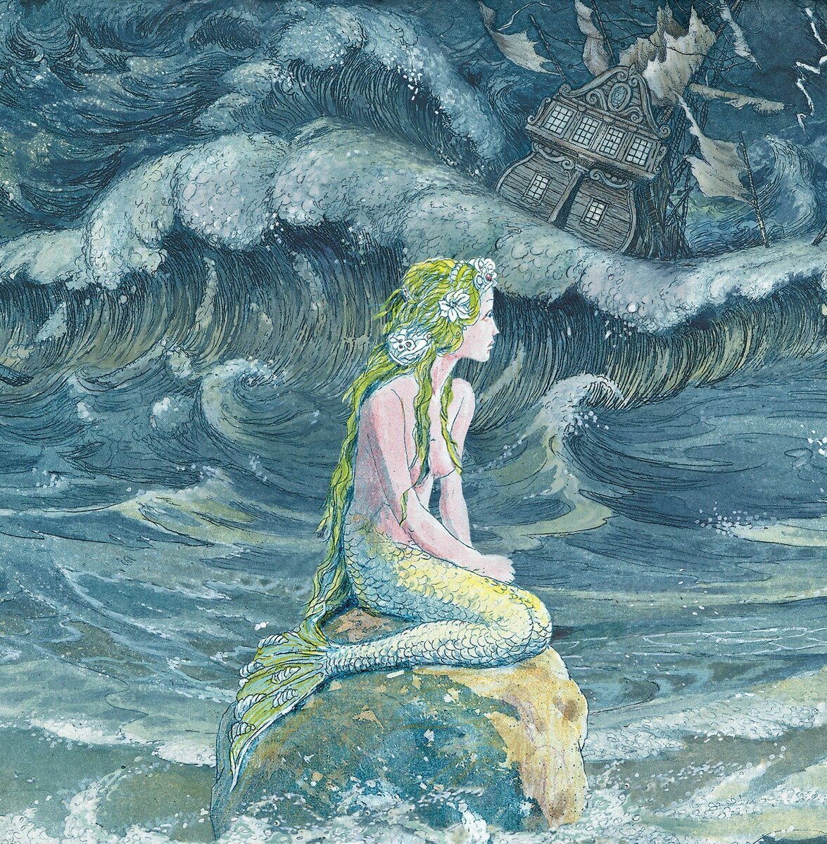 Раскраска к сказке Русалочка Ганс христиан Андерсен