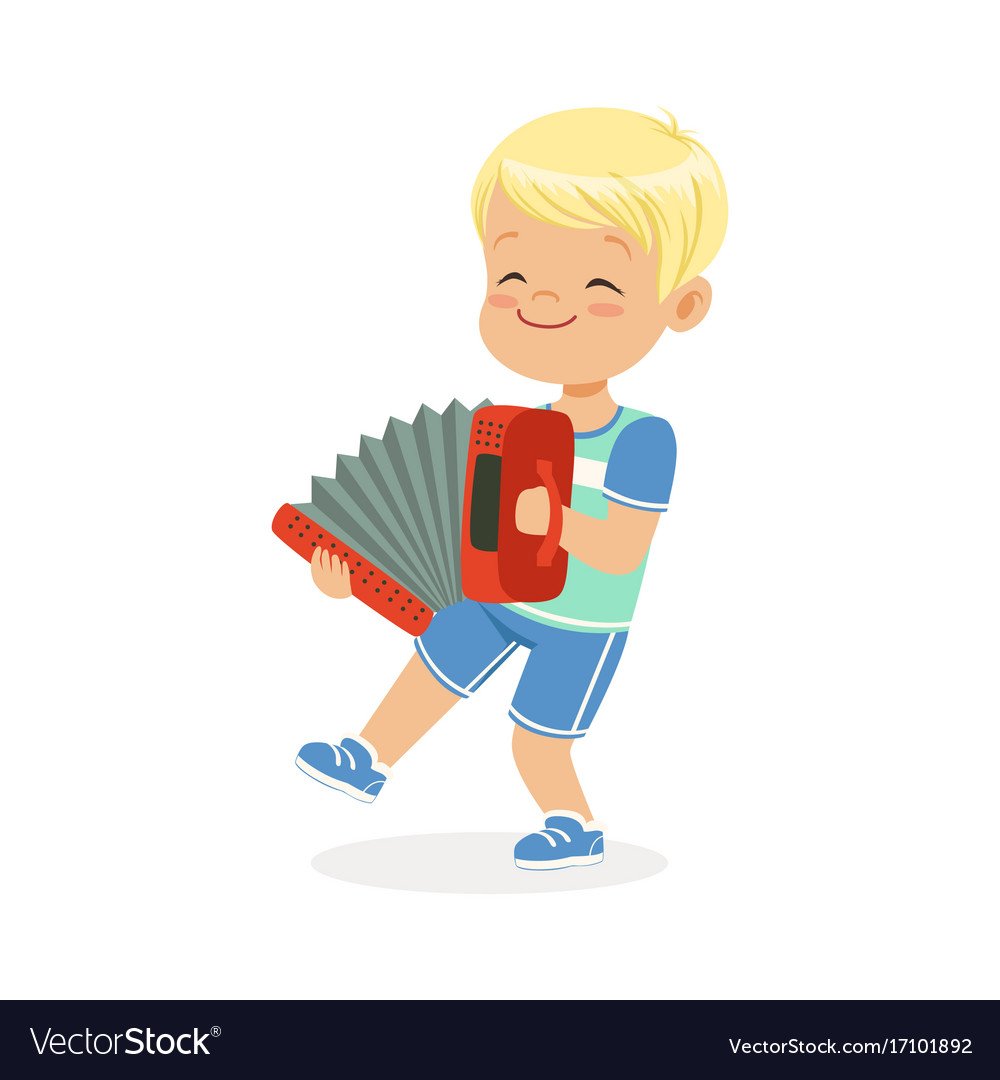 Мальчик играет на гармошке