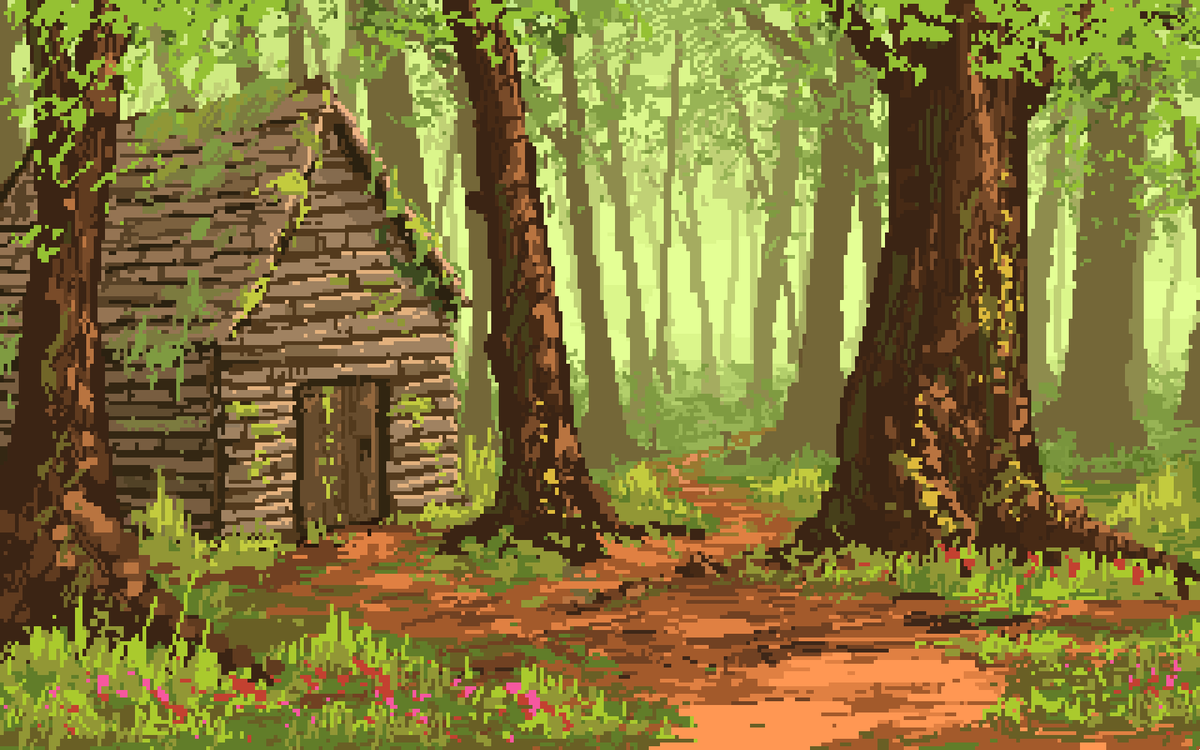Пиксельные пейзажи леса