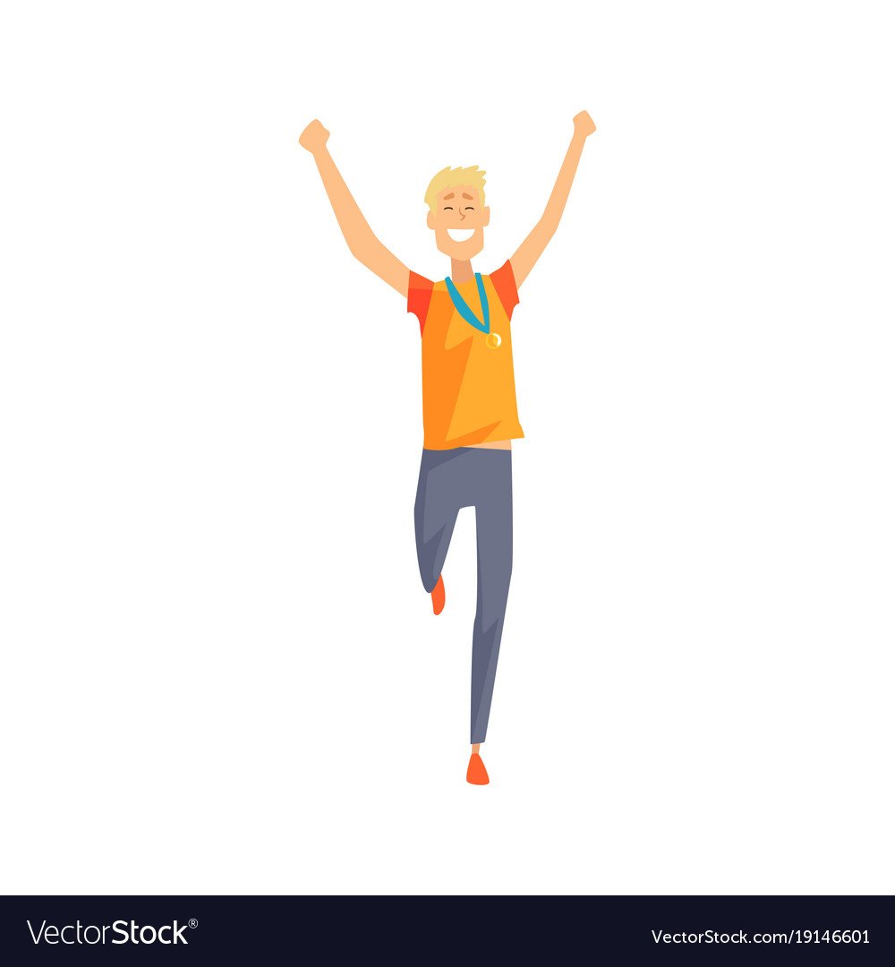 Человек бежит с поднятыми руками