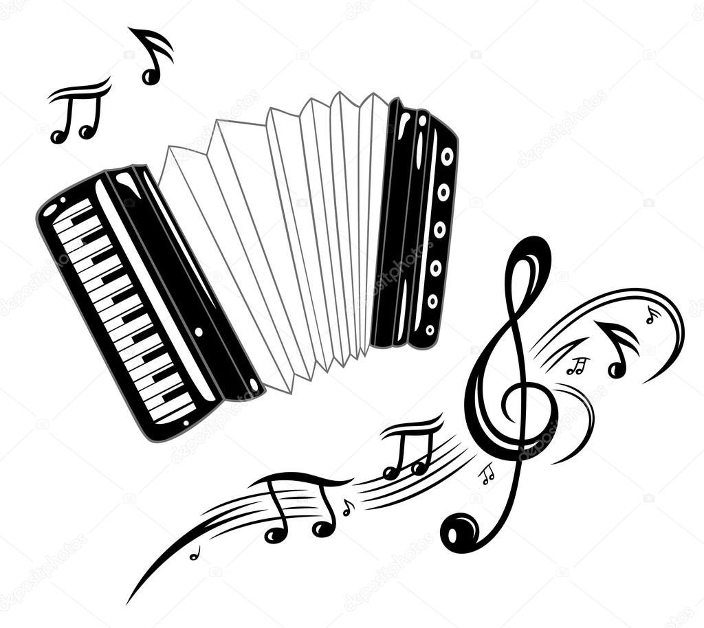 Аккордеон с нотами рисунок