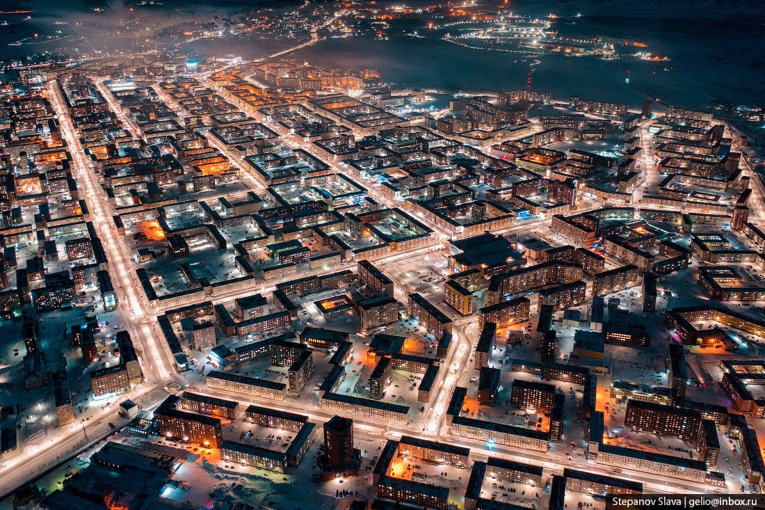 Талнах город с высоты птичьего полета