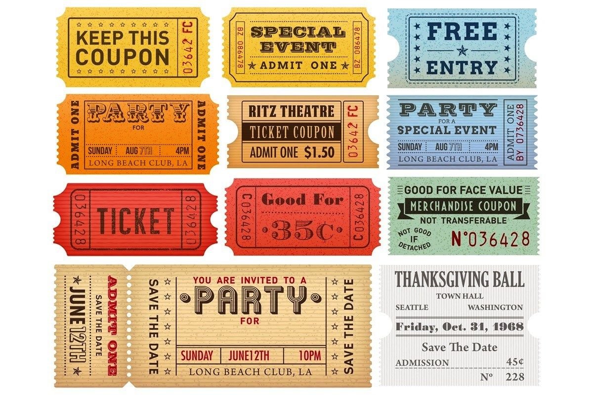 Билетики для скрапбукинга