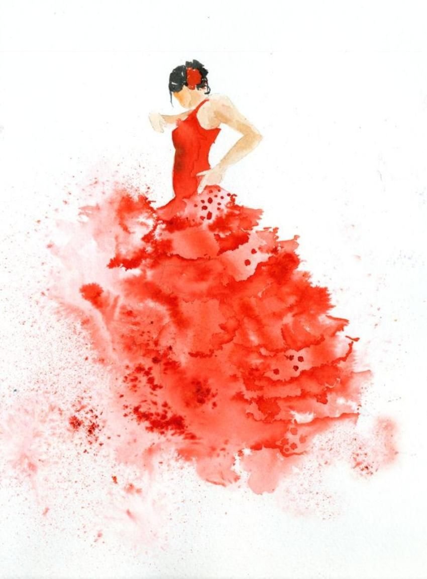 Акварель танец фламенко Испания