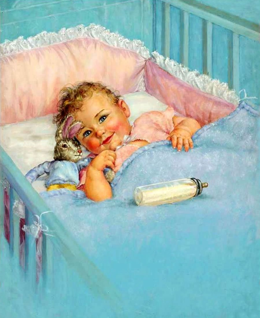 Младенец в колыбели живопись