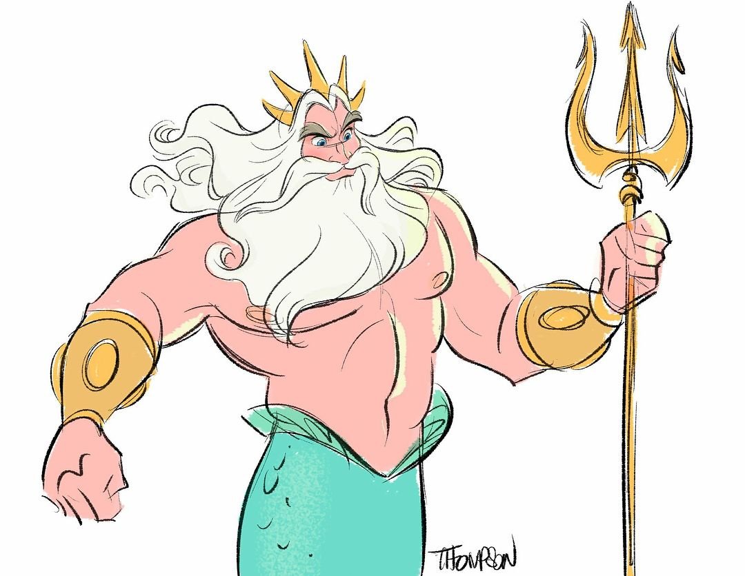 Король Тритон из Ариэль раскраска