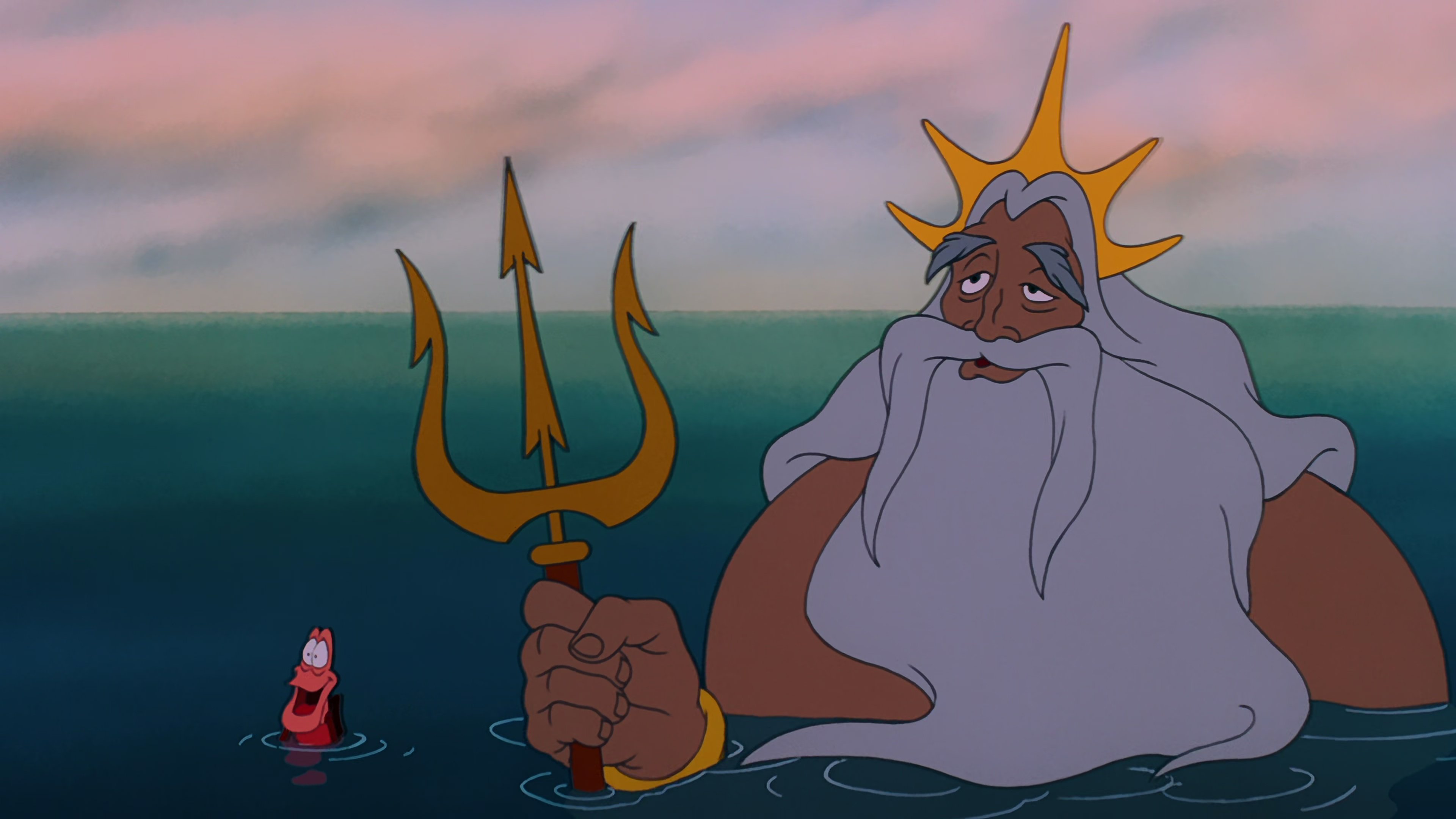 Морской царь играть. Царь Тритон из Русалочки. Тритон морской царь. Ариэль с морским царем.