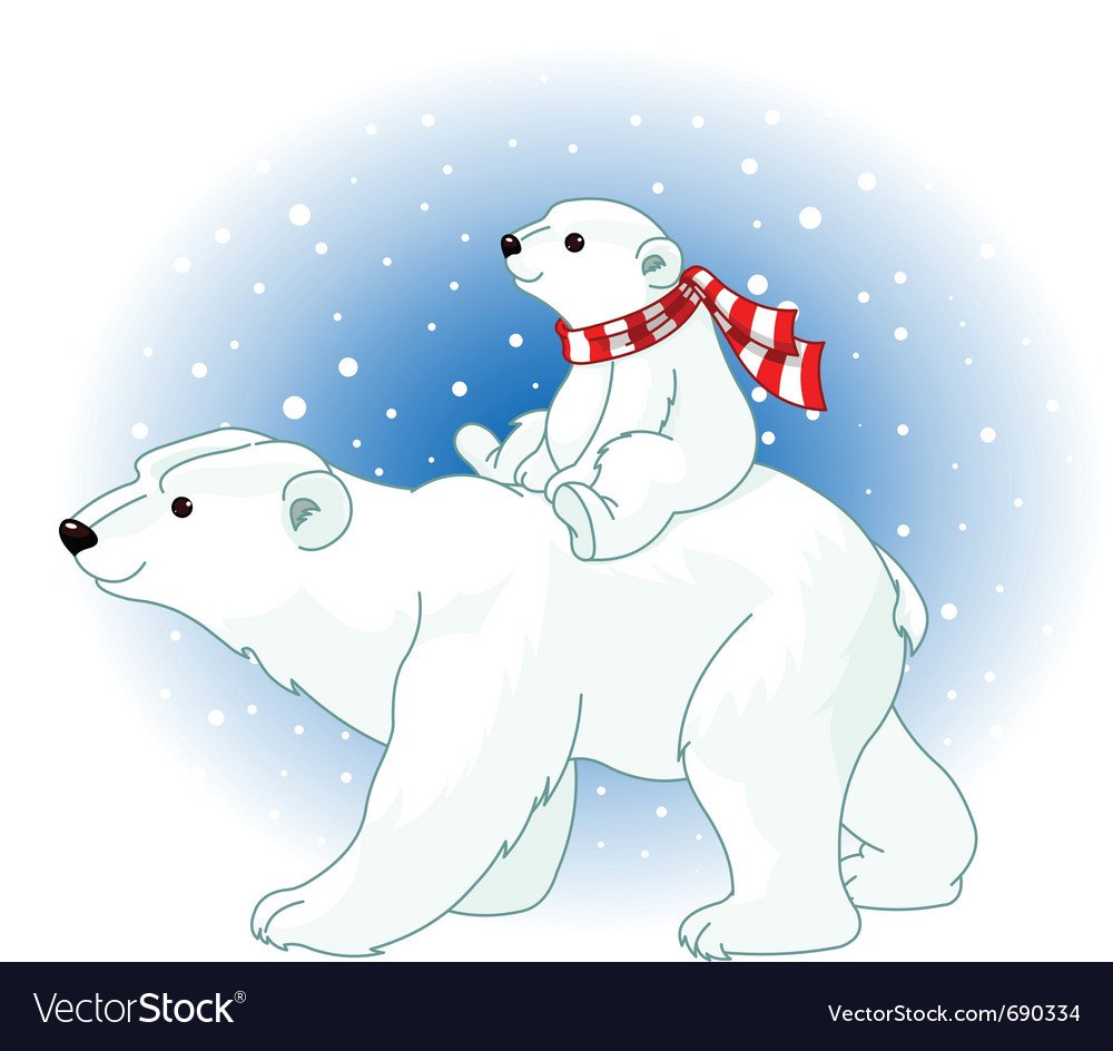 Белый мишка обнимает