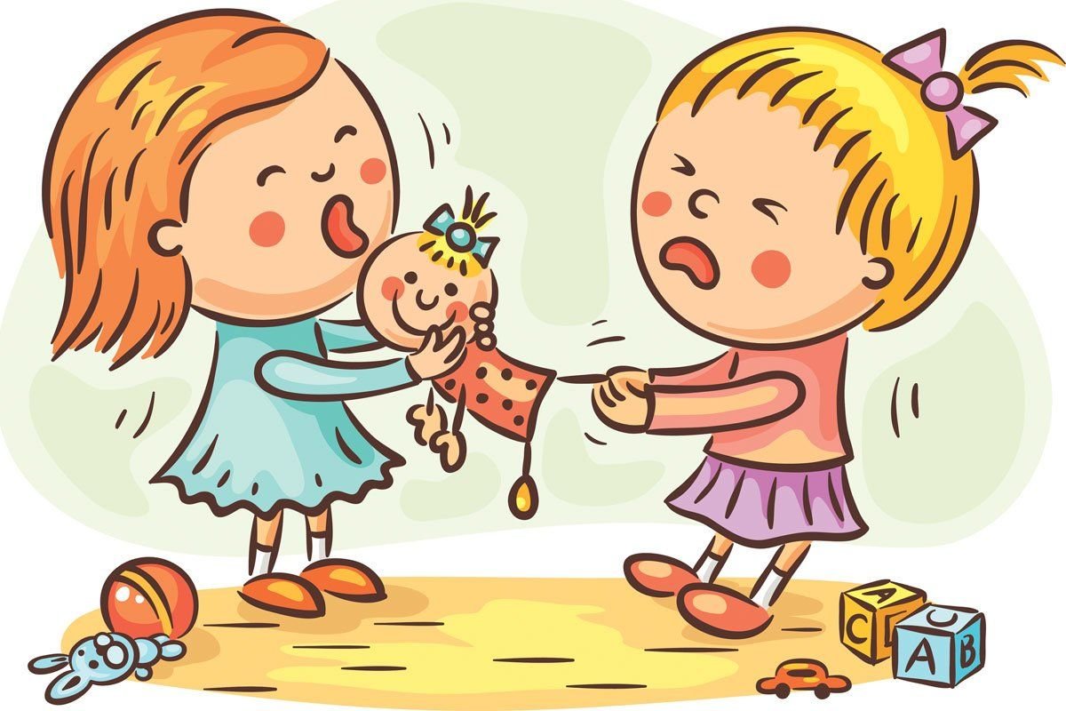 Иллюстрация дети не поделили игрушку