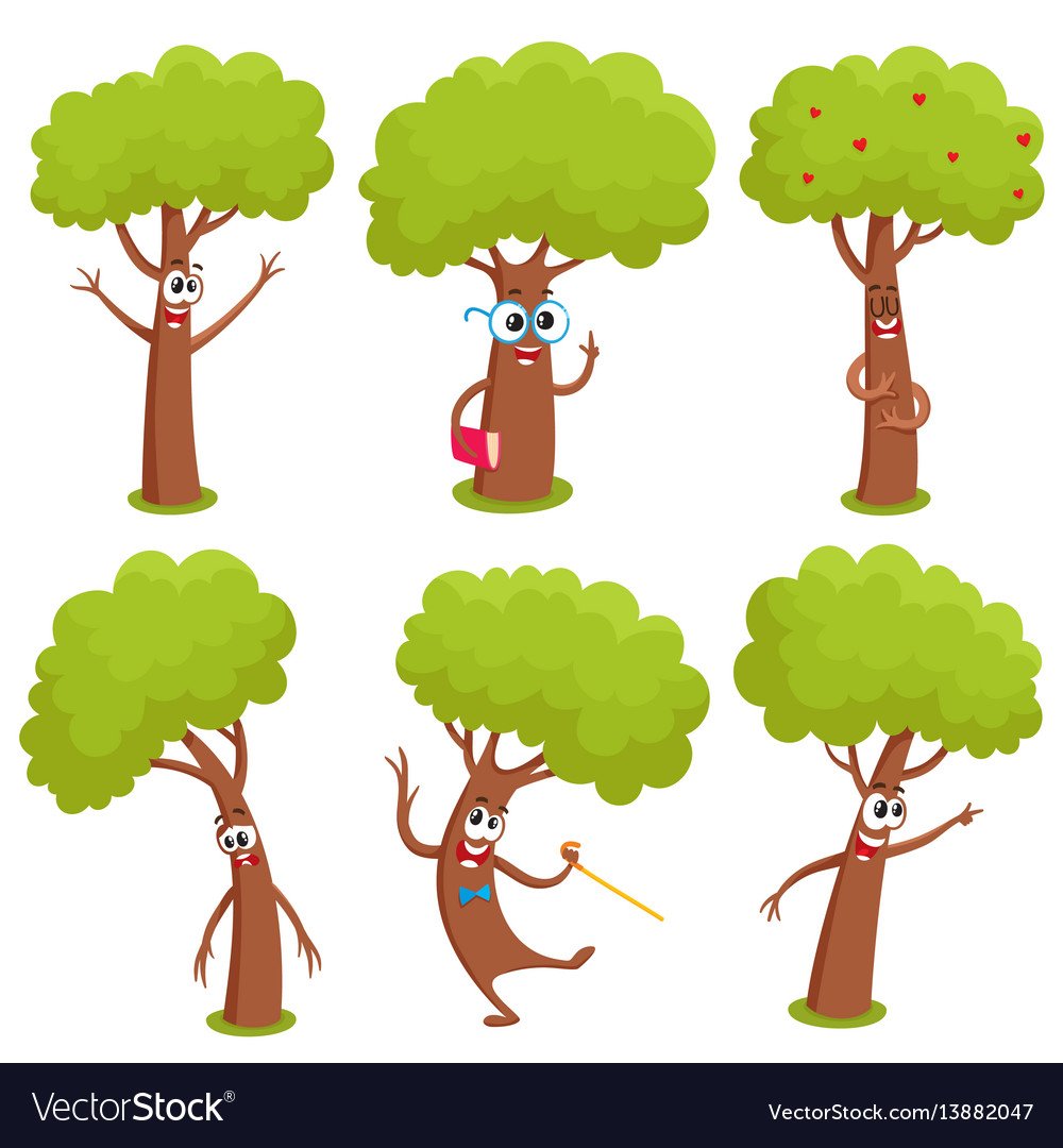 Деревья мультяшные с героями