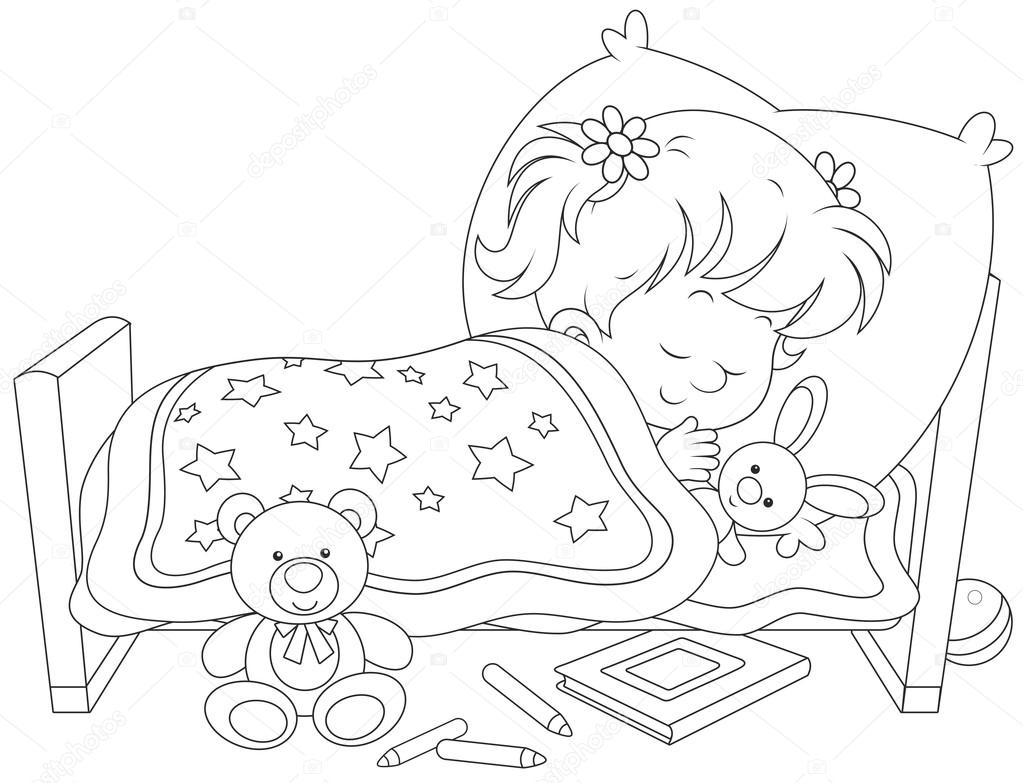 Девочка спит вектор