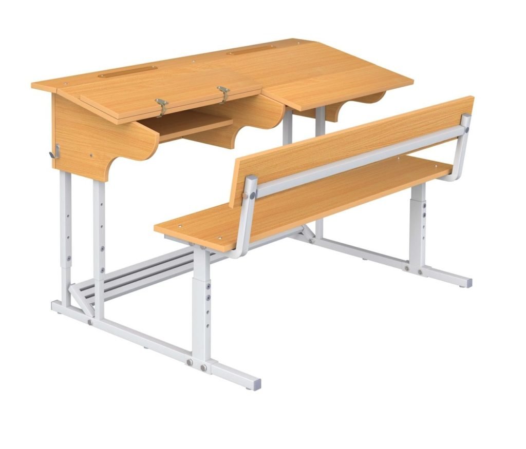 Школьная парта Эрисмана 2-местная со скамьей пртэскп2.24