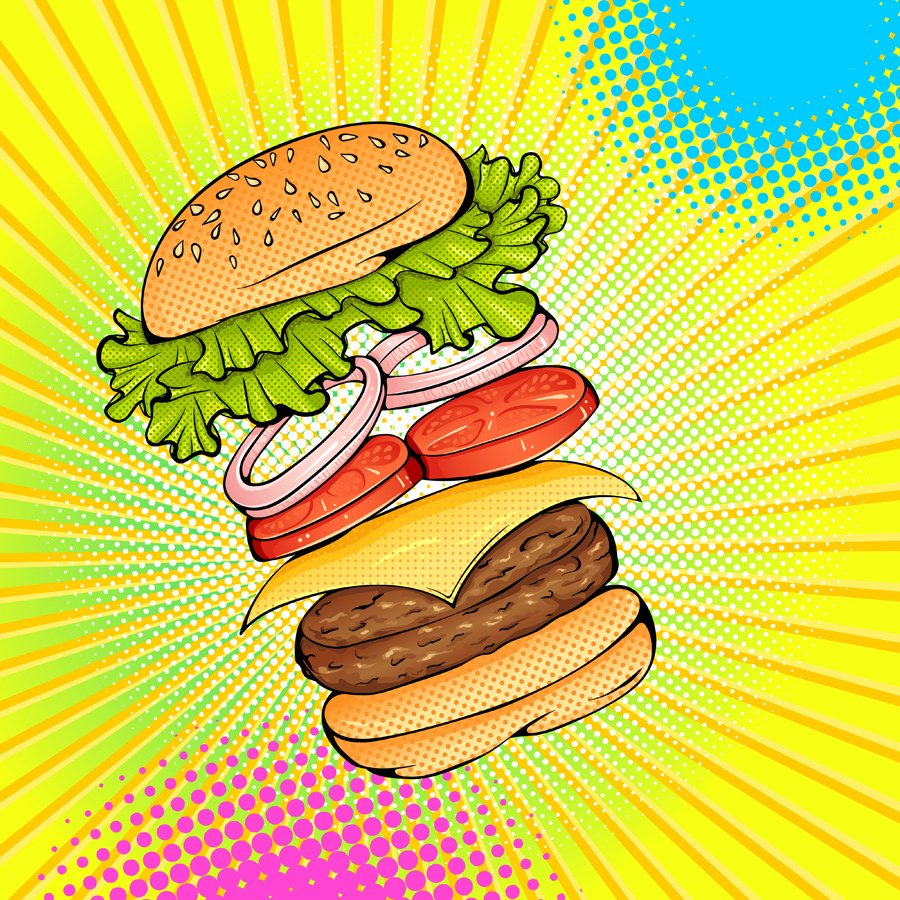 Бургеры рисунок поп арт