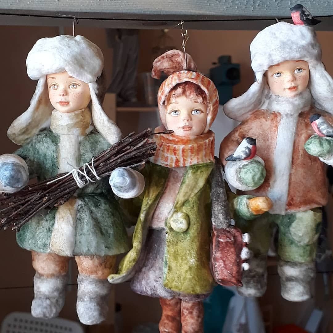 Старые елочные игрушки из ваты