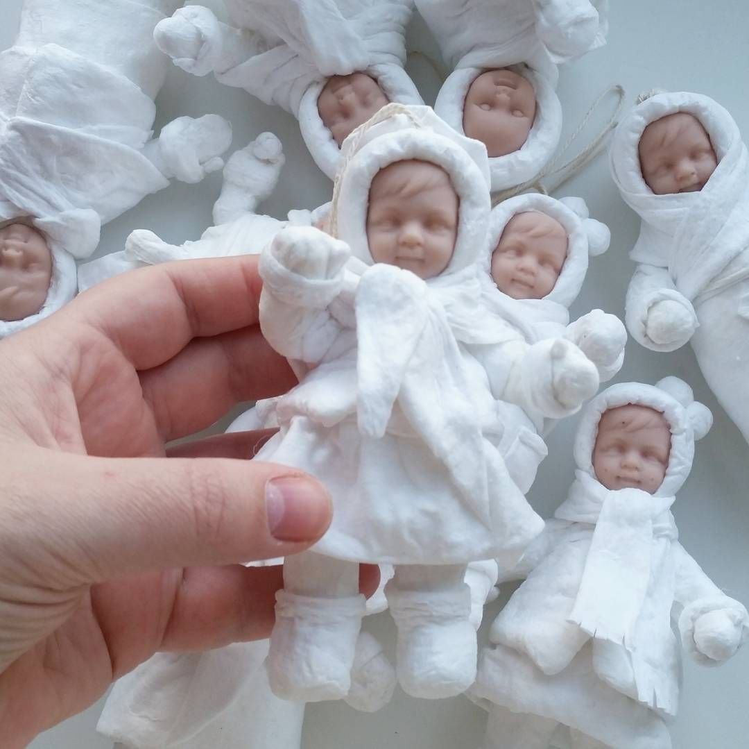 Елочные игрушки из ваты МК