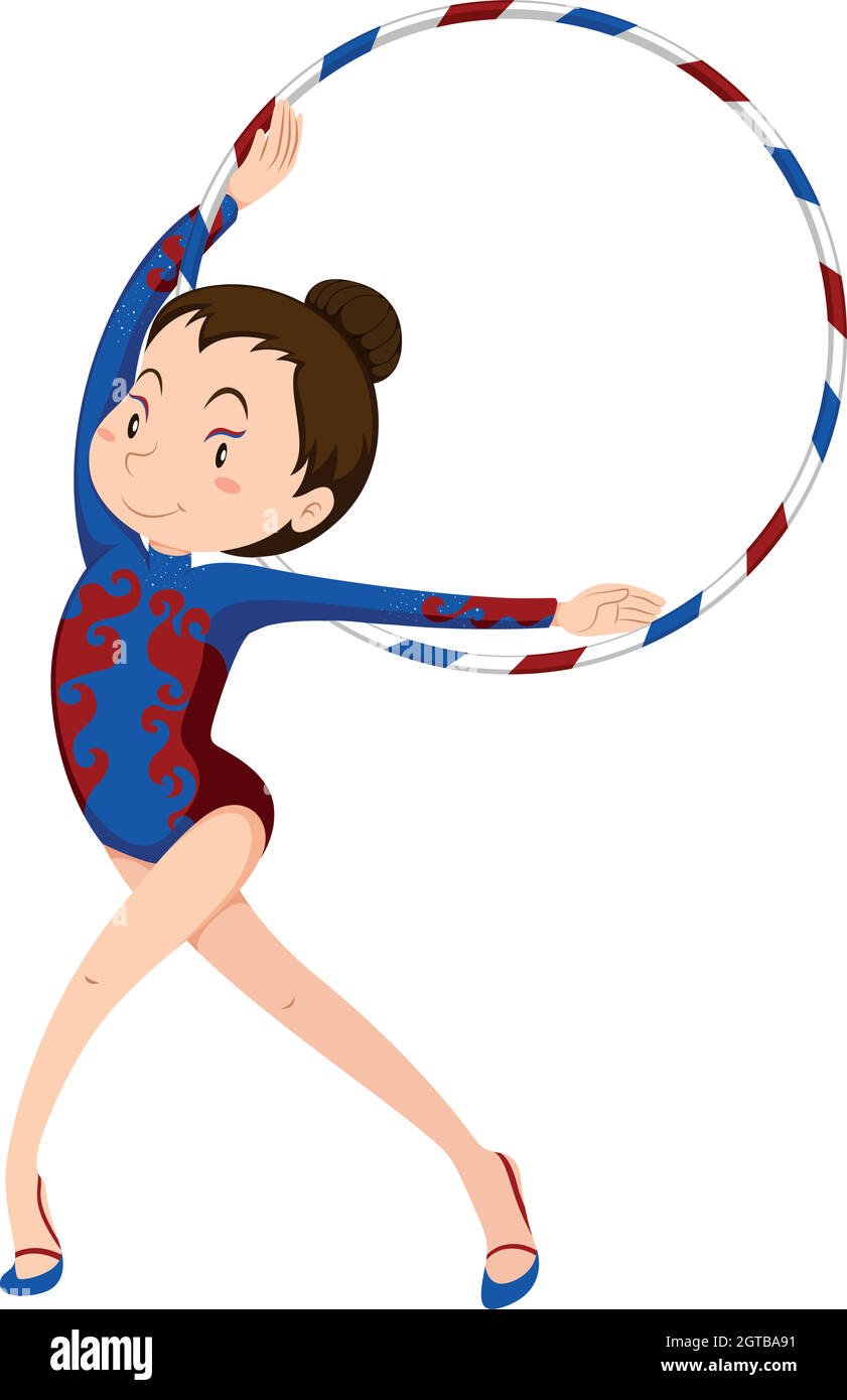 Раскраска гимнастка с лентой