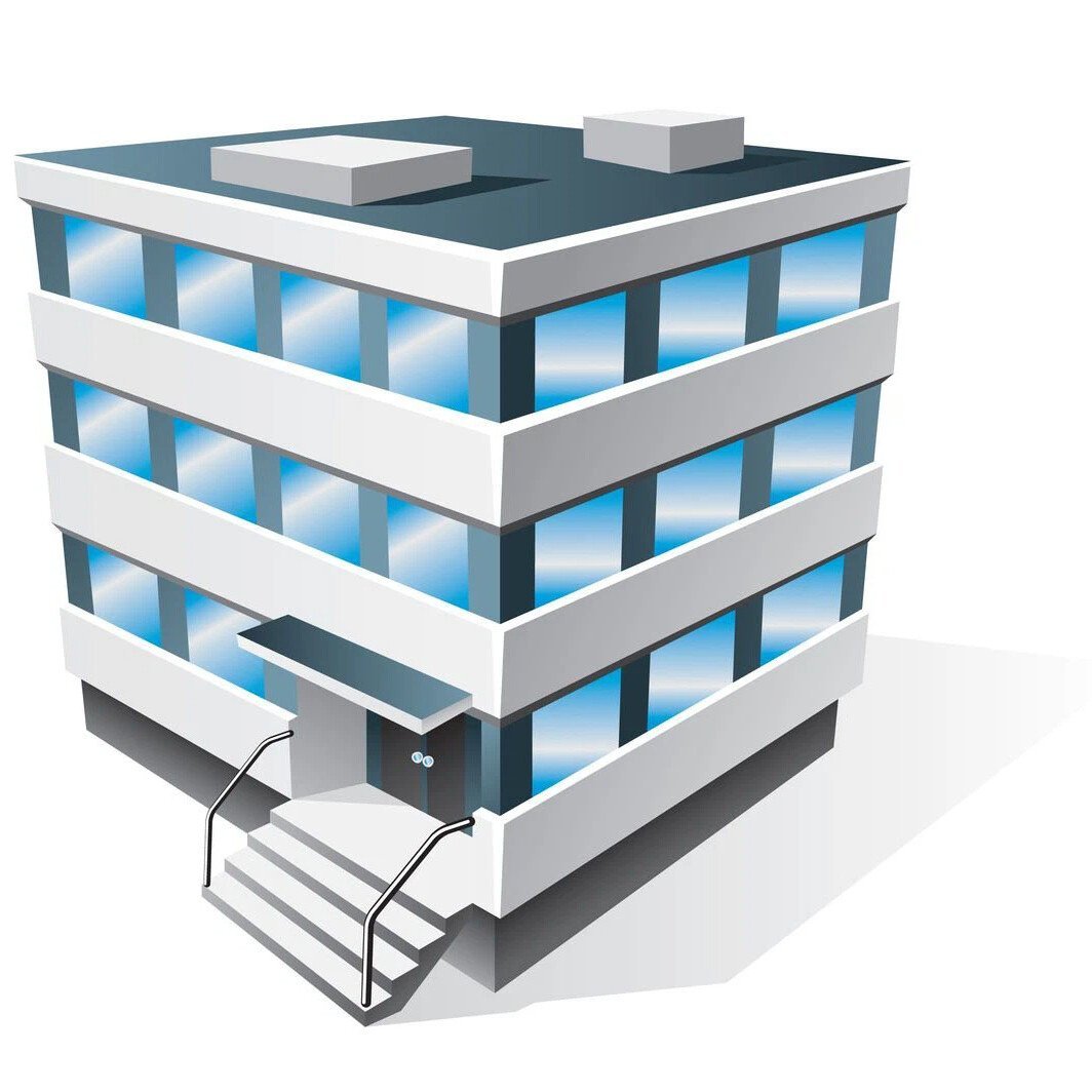 Здание на белом фоне