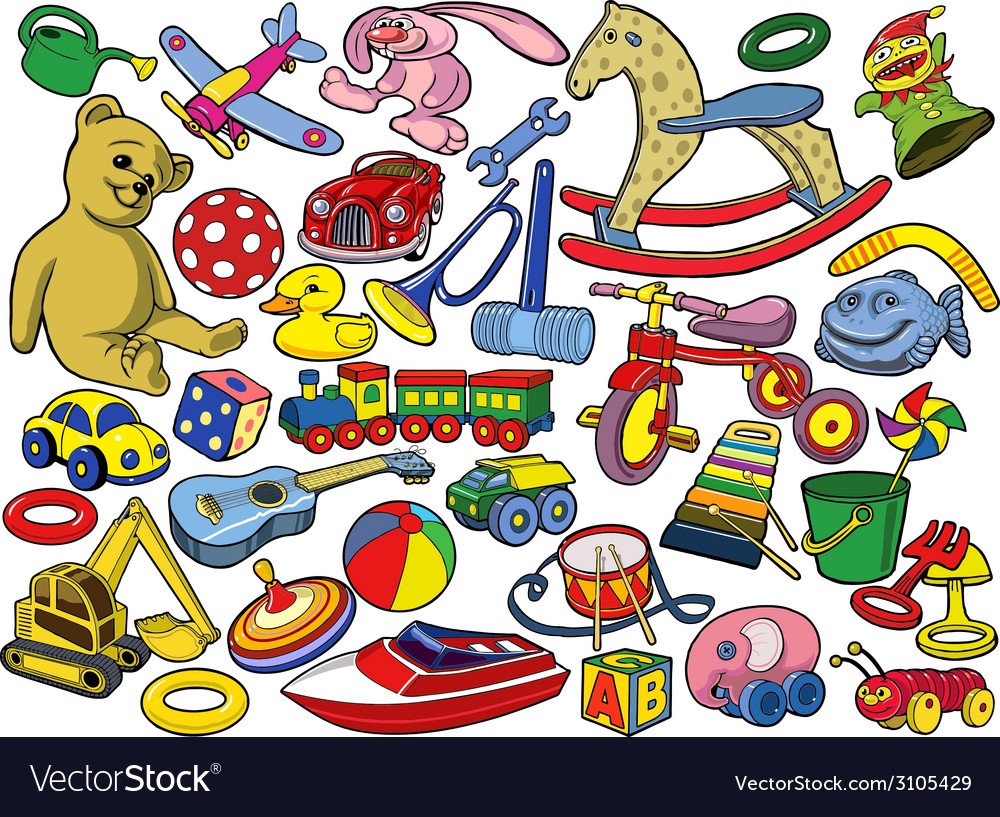 Рисуем разбросанные игрушки