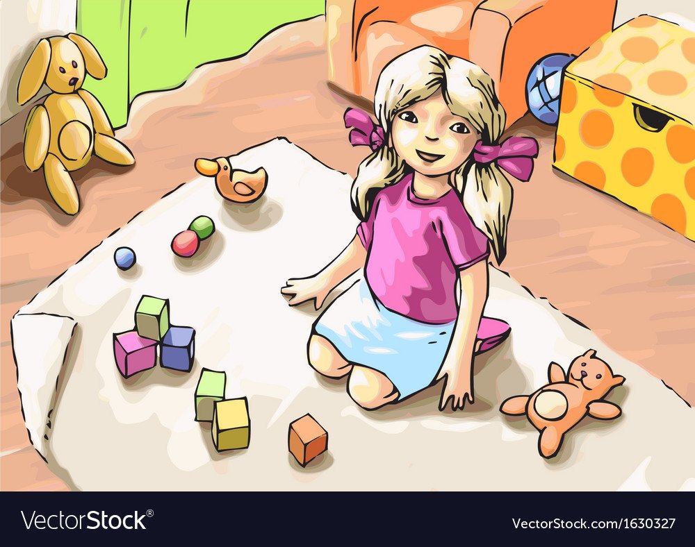 Девочка с игрушкой рисунок