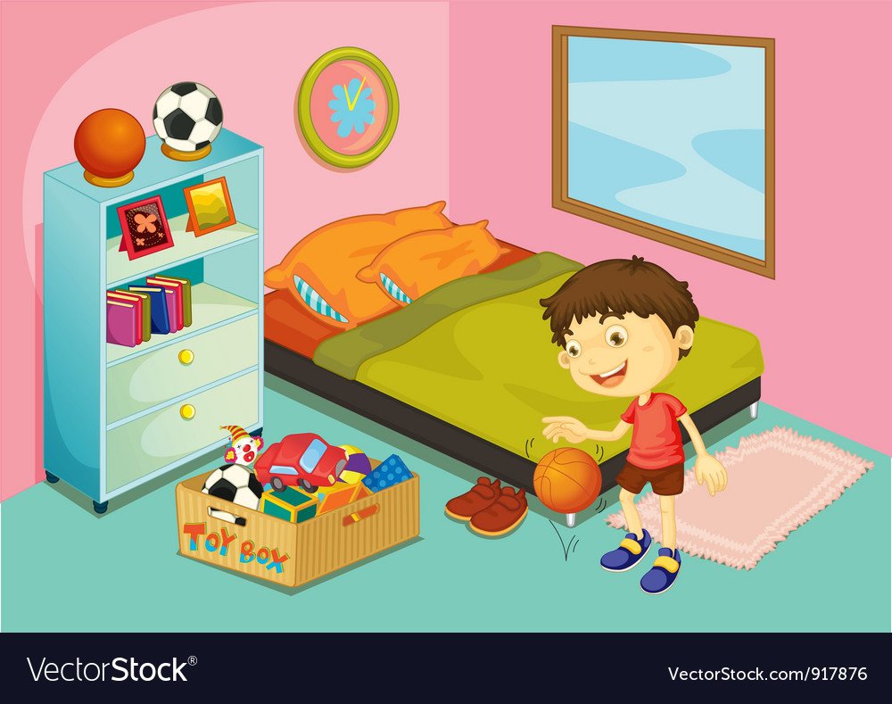 Мальчик убирается в комнате