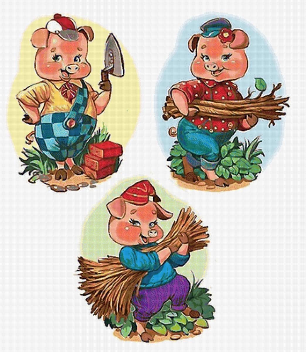 Аппликация три поросенка