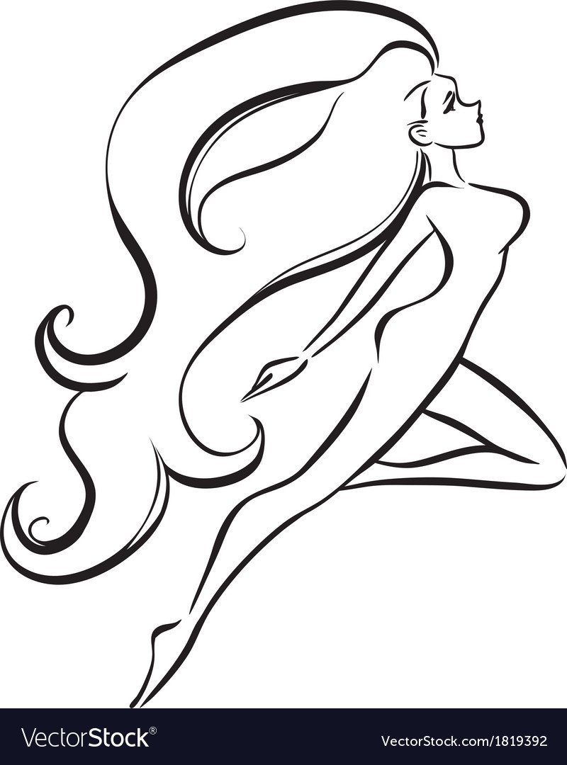 Конту девушки с длинными волосами