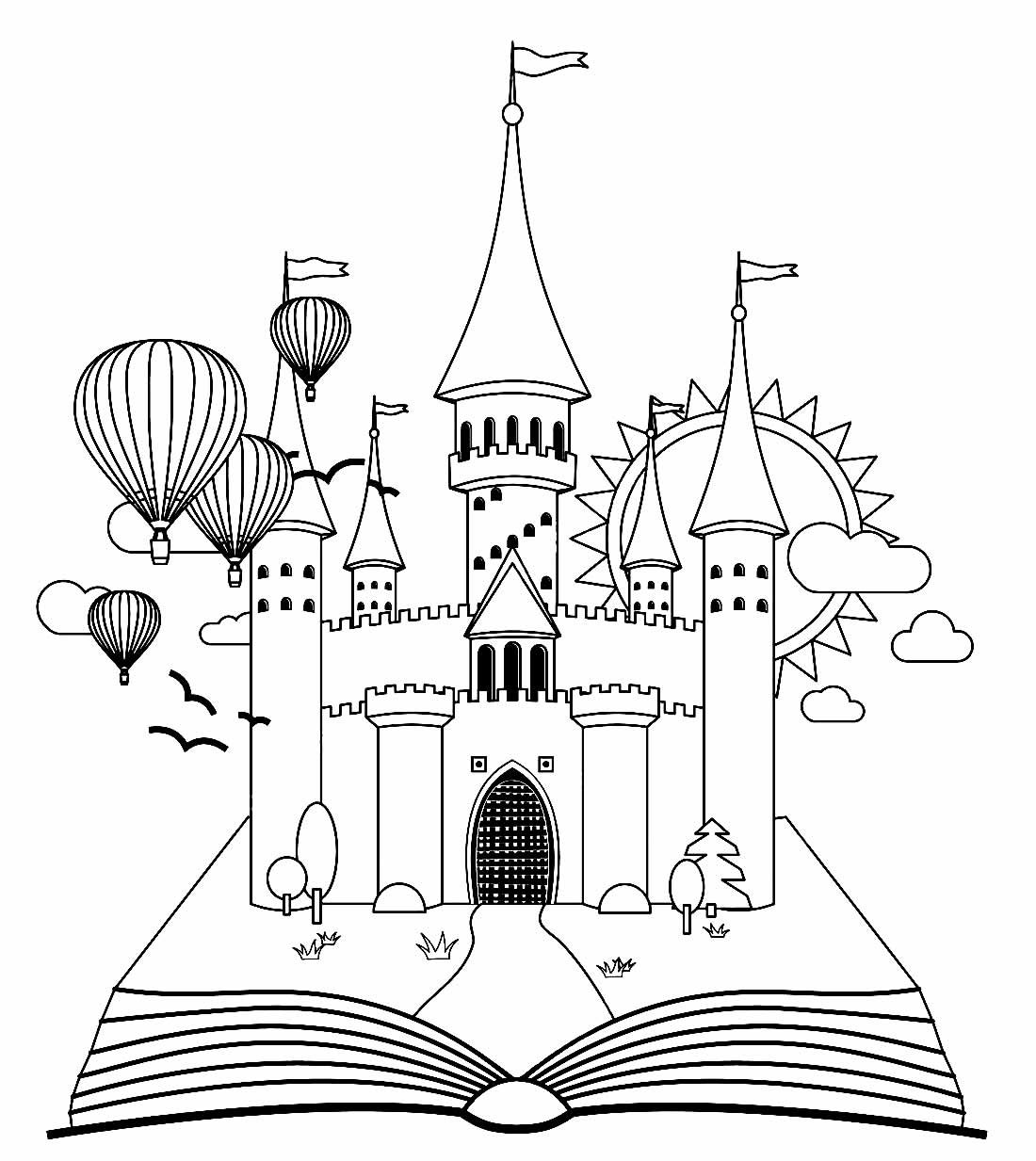 Принцесса, Фея и замок раскраска