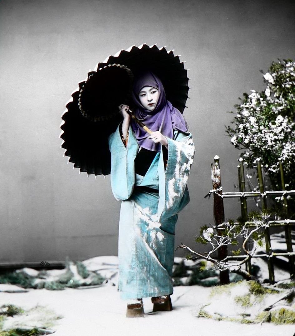 Япония 19 века девушки в кимоно