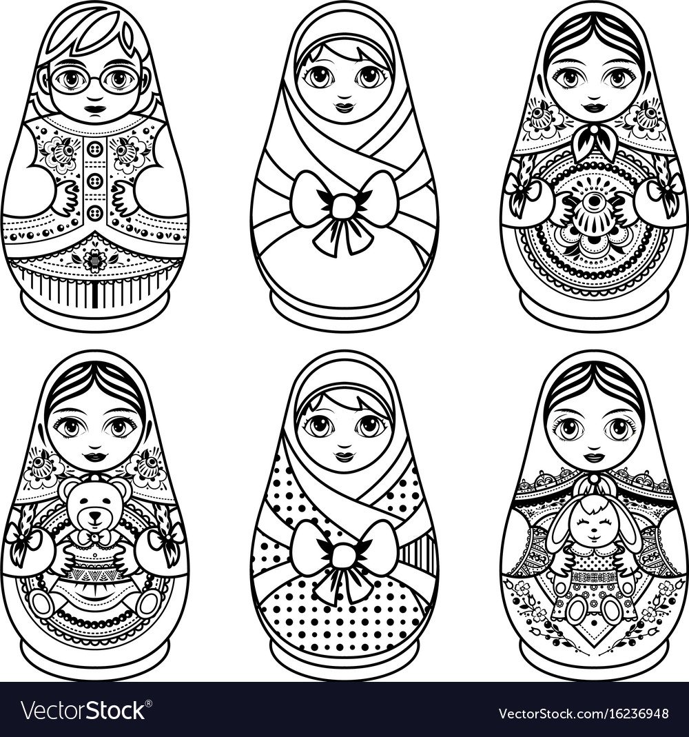 Матрёшка шаблон для аппликации