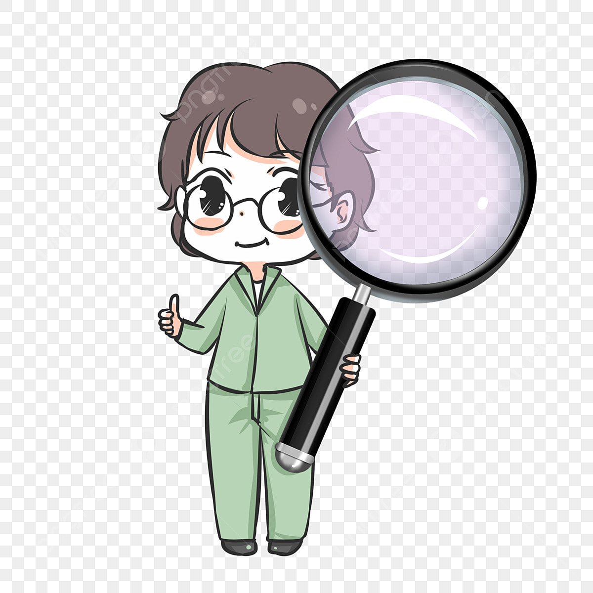 Нарисованный человек с лупой