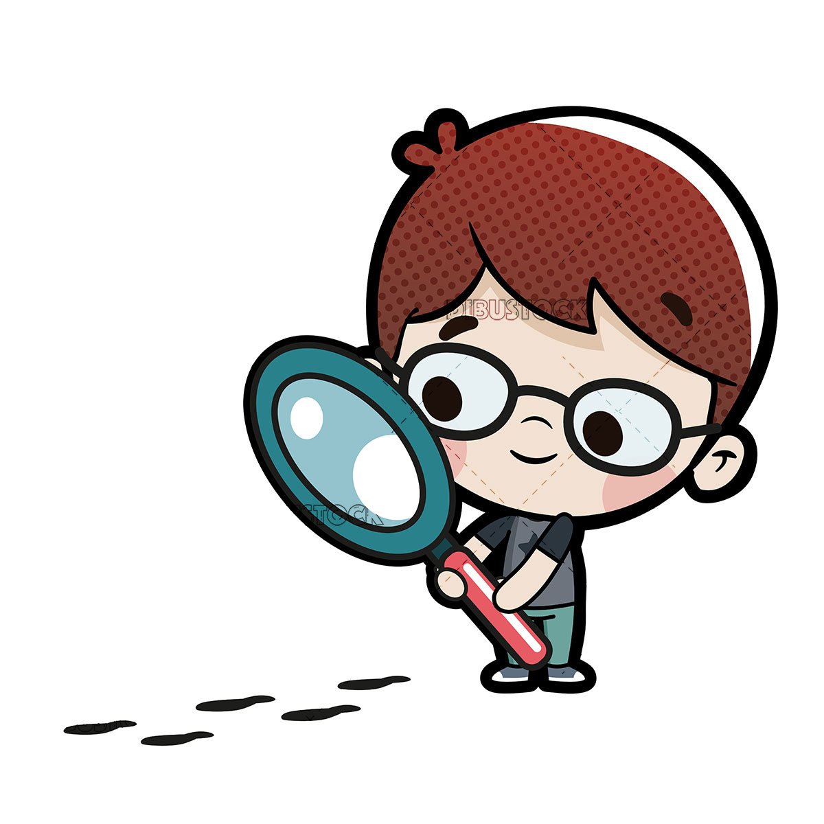 Мультяшные дети с лупой