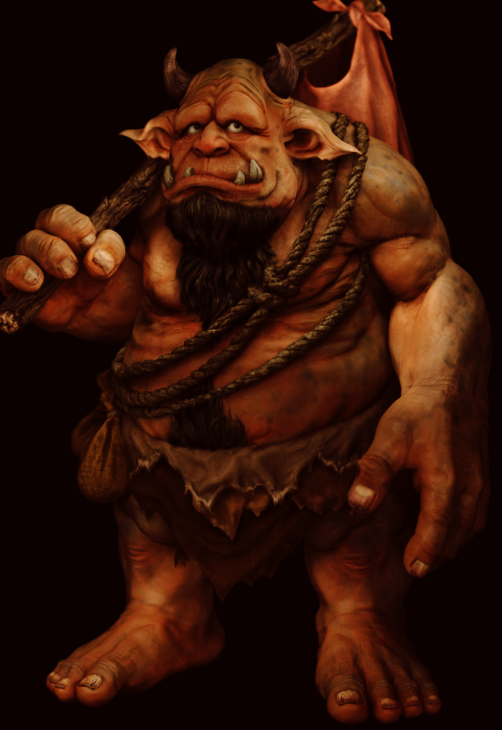 Злой карлик на белом фоне