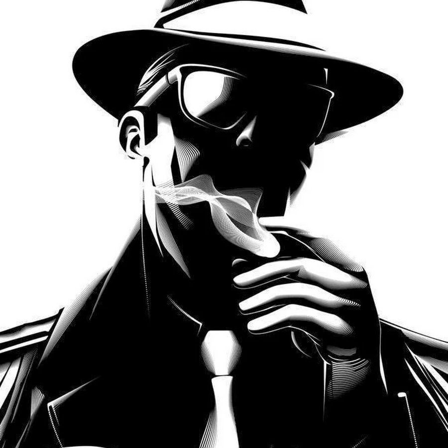 Силуэт шпиона в шляпе