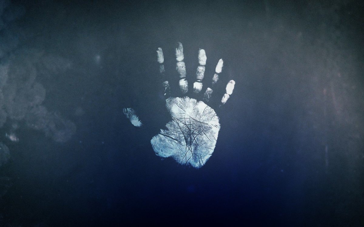 Отпечаток детской руки синий