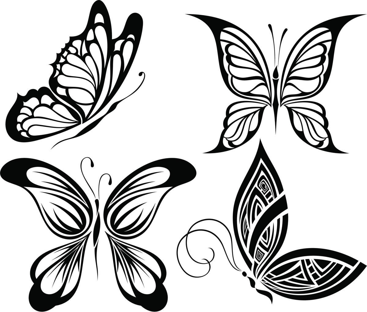 Тату бабочка контур
