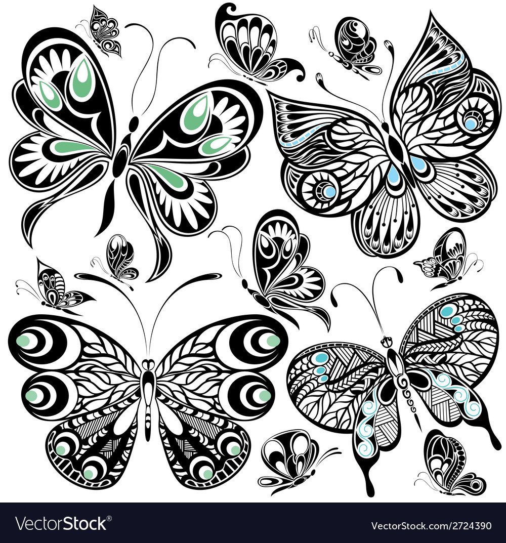 Бабочки стилизованные для печати