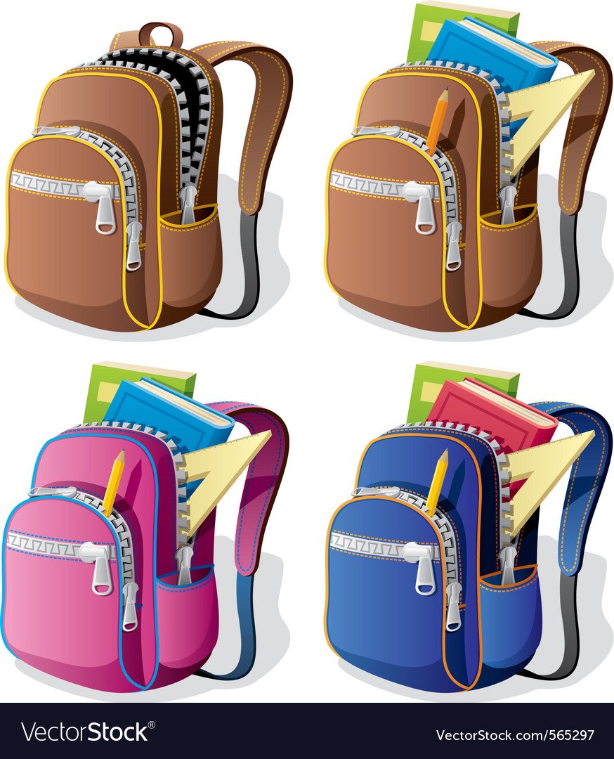 Ранец школьный на белом фоне