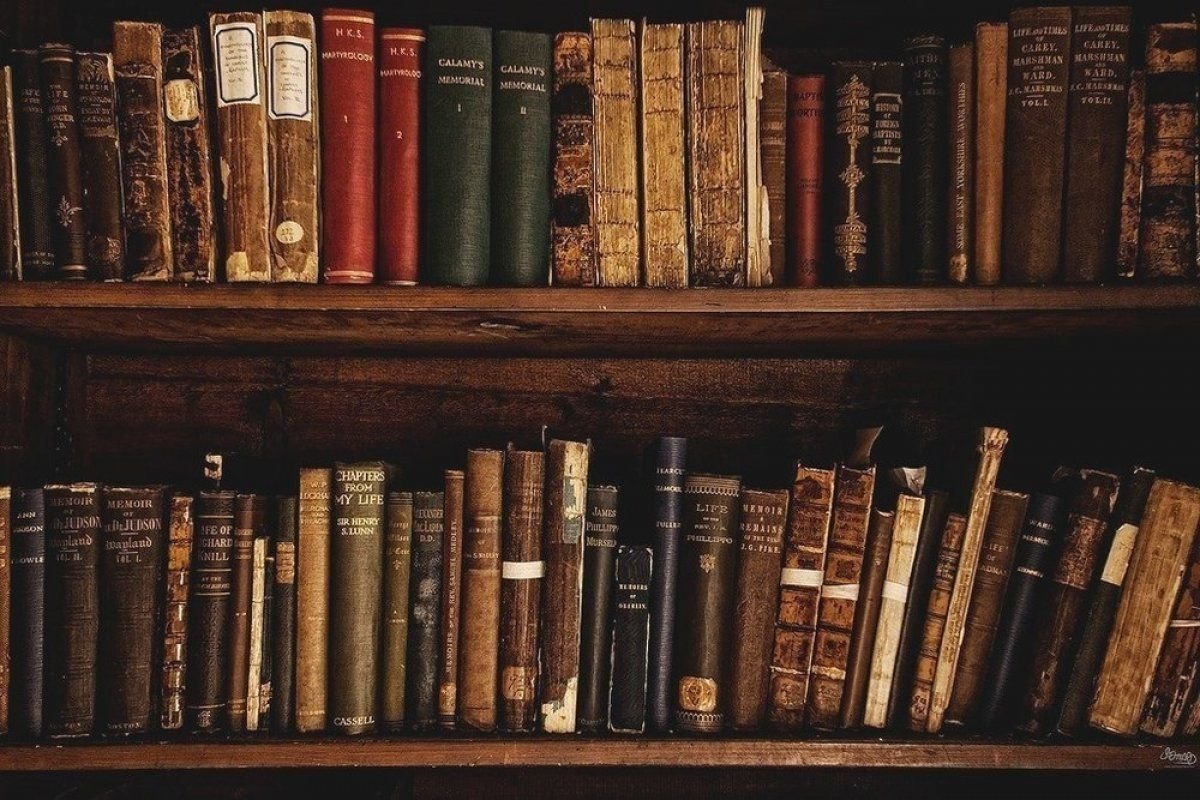 Книжная полка с книгами