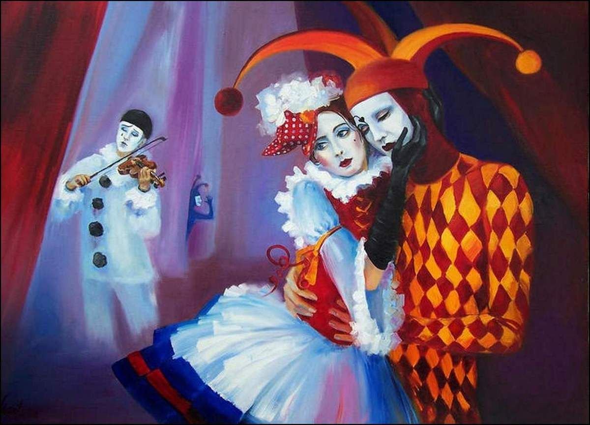 Арлекин Пьеро и Коломбина