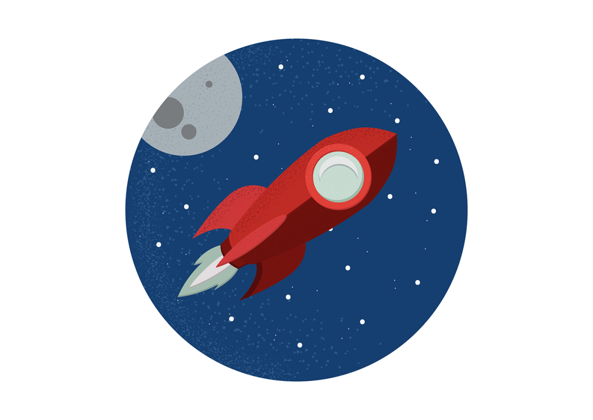 Космонавт в ракете