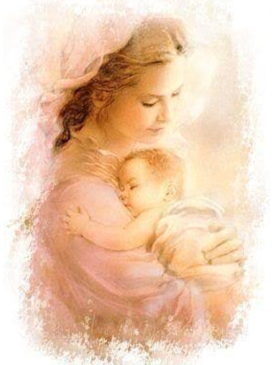 Мама с младенцем акварель