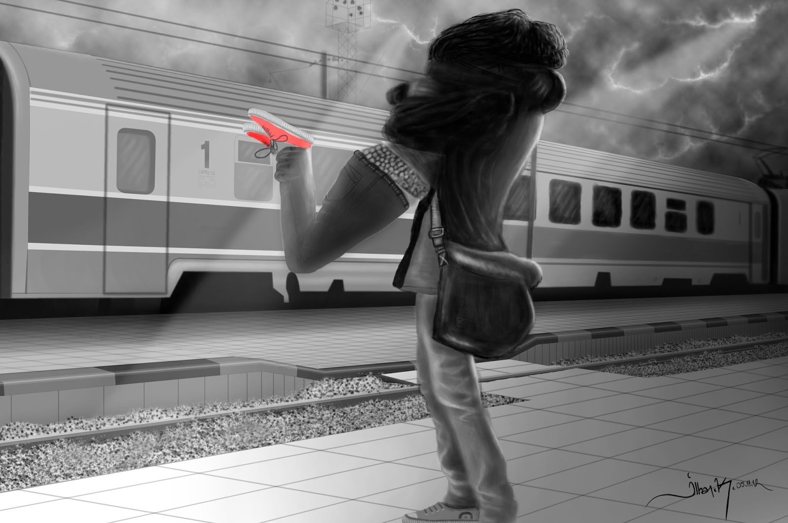 Прощание т. Поезд на перроне. Девушка провожает поезд. Поезд ушел. Перрон вокзала.