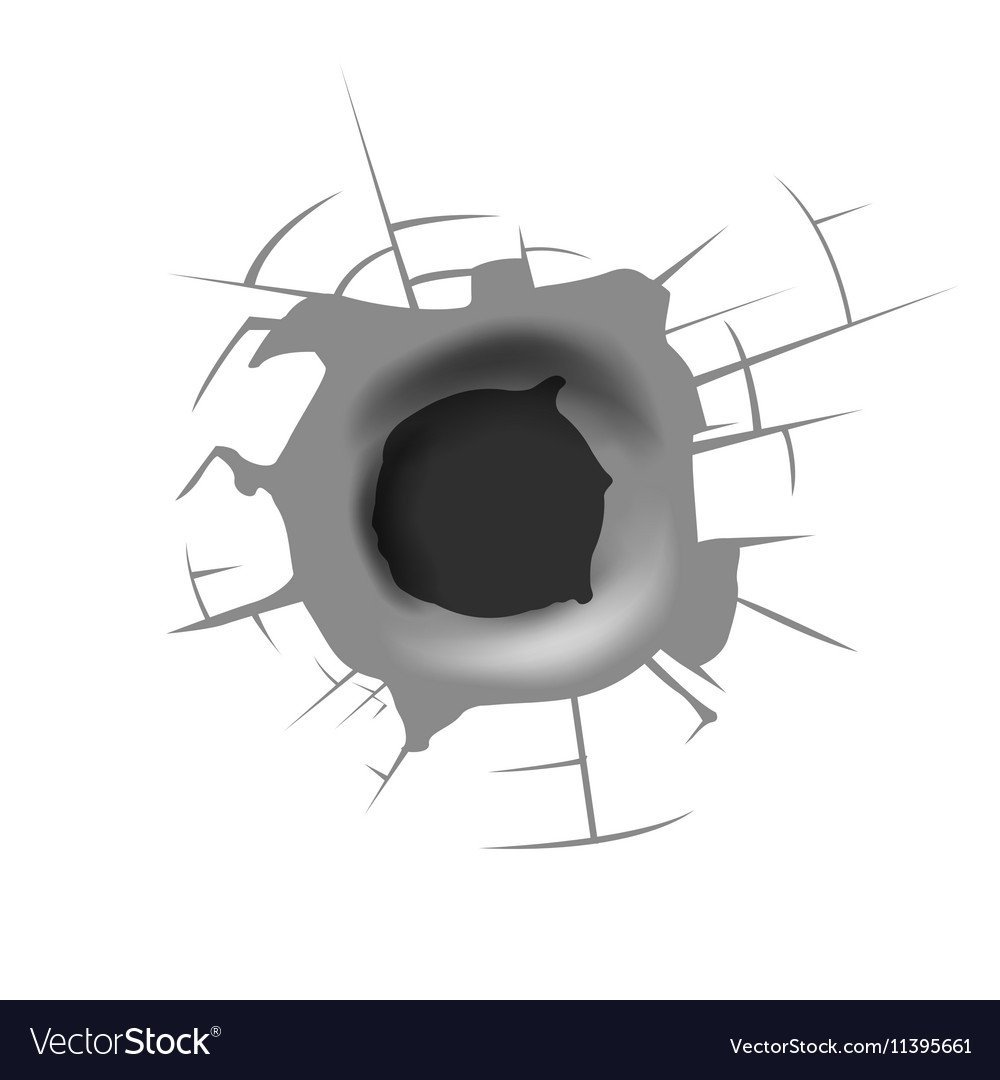 Дырка от пули на белом фоне