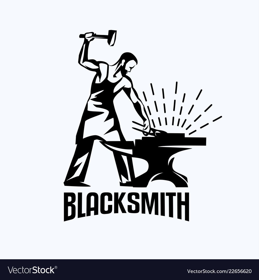 Логотип кузнец с наковальней